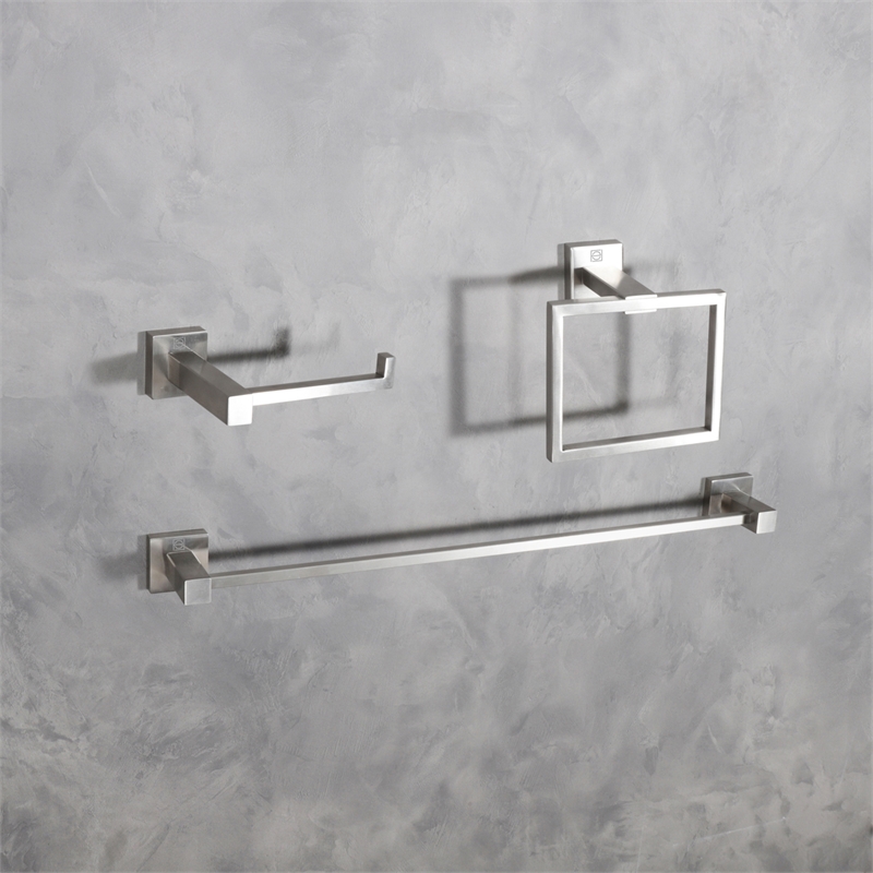Pemberly Row 3-Pc Stainless Steel Bathroom Set in Brushed Nickel