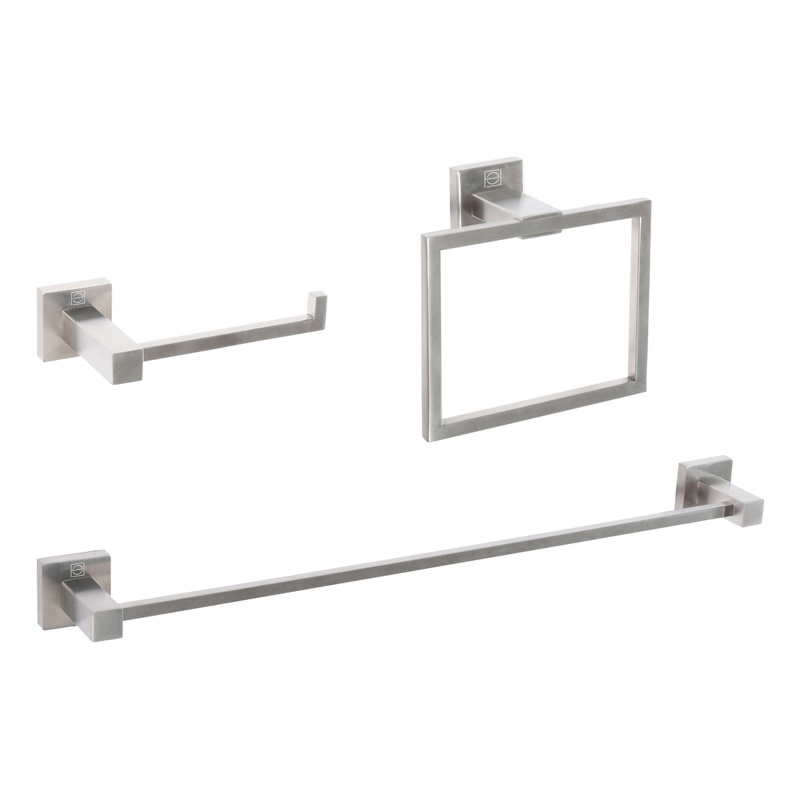 Pemberly Row 3-Pc Stainless Steel Bathroom Set in Brushed Nickel