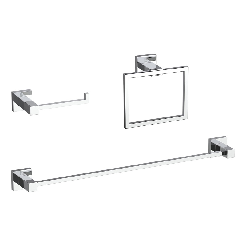 Pemberly Row 3-Pc Stainless Steel Bathroom Hardware Set in Chrome