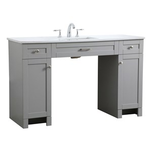 Pemberly Row 54&quot Solid Wood ADA Compliant Bathroom Vanity in Gray