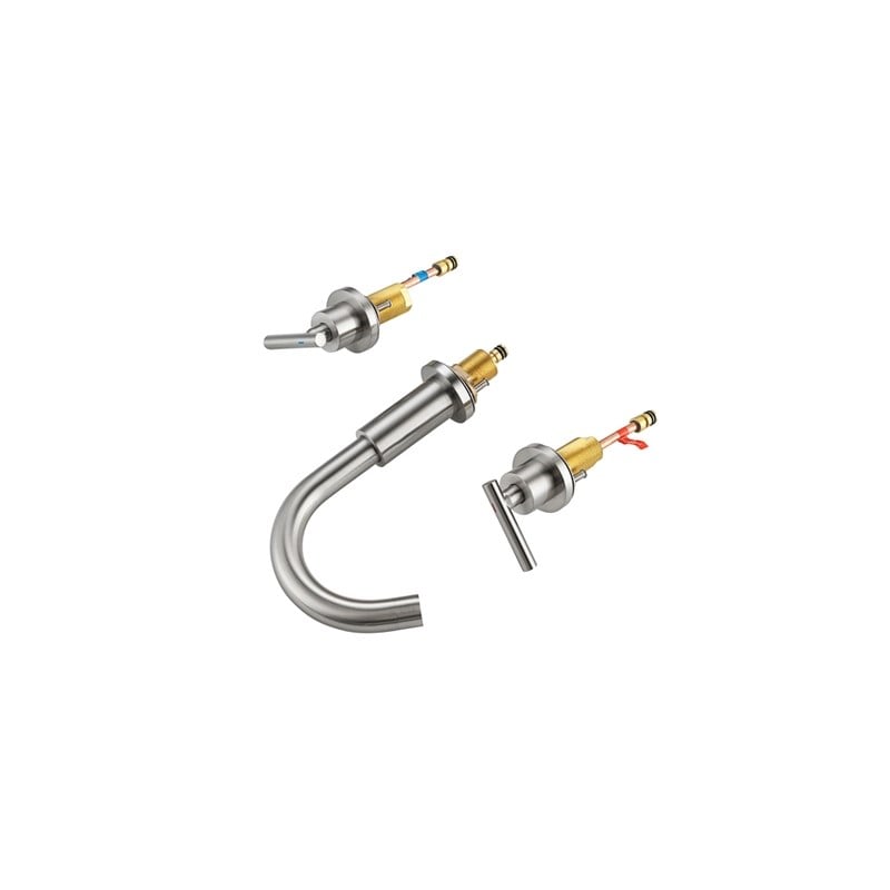 Pemberly Row Brass Double Handle Bathroom Faucet in Brushed Nickel