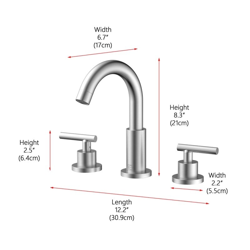 Pemberly Row Brass Double Handle Bathroom Faucet in Brushed Nickel