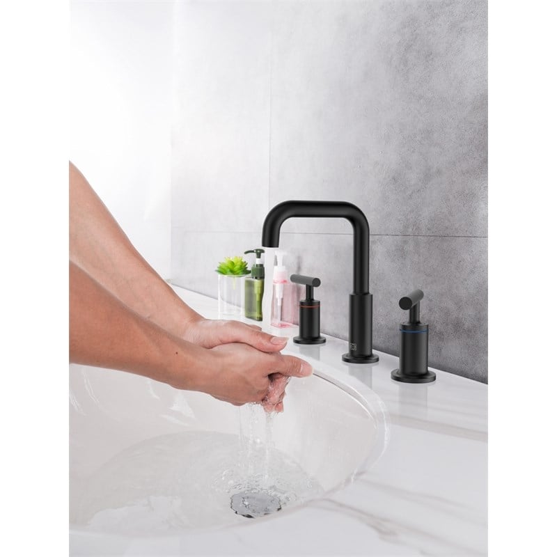 Pemberly Row Brass Double-Handle Bathroom Faucet in Black Finish