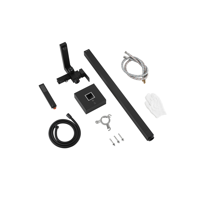 Pemberly Row Floor Mounted Tub Faucet with Hand Shower in Matte Black