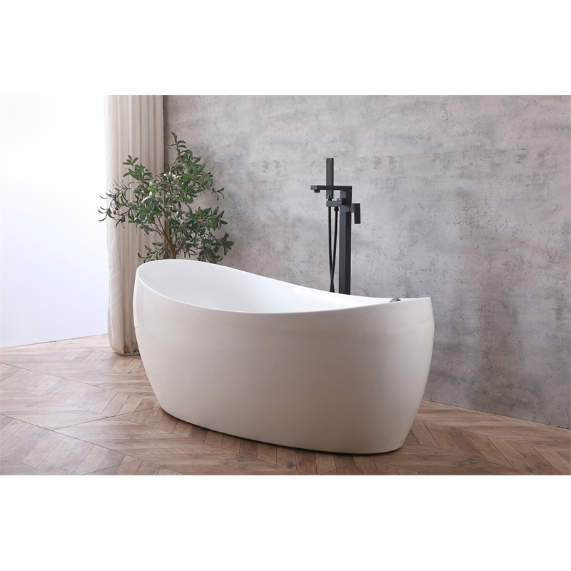 Pemberly Row Floor Mounted Tub Faucet with Hand Shower in Matte Black