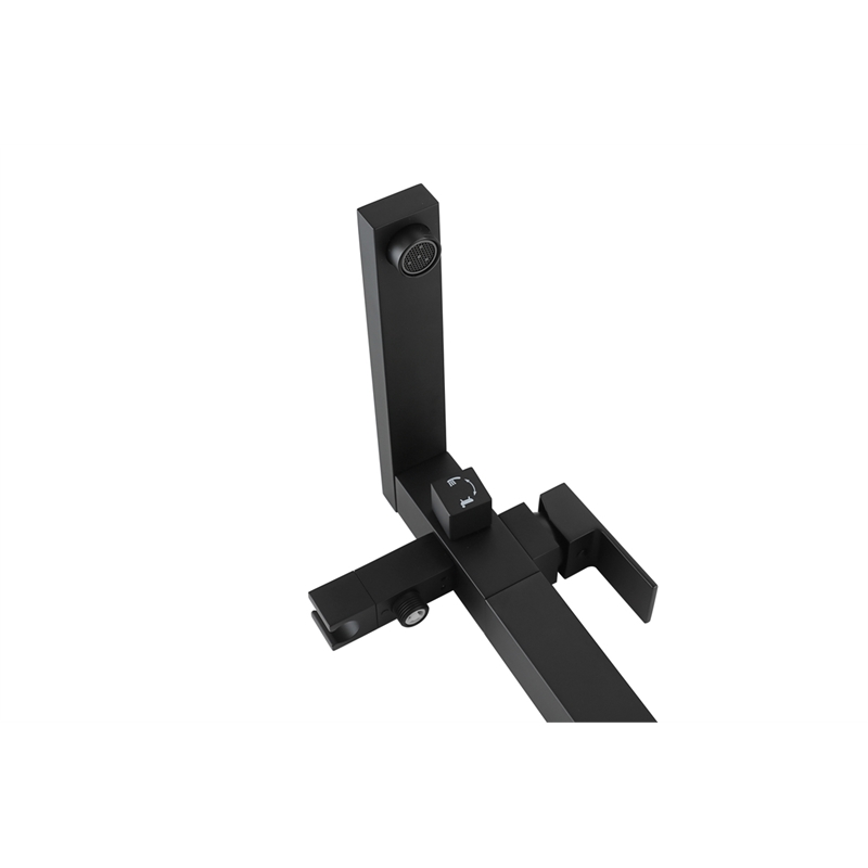 Pemberly Row Floor Mounted Tub Faucet with Hand Shower in Matte Black
