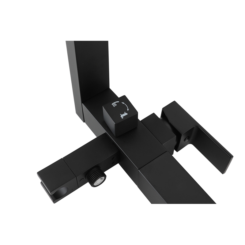 Pemberly Row Floor Mounted Tub Faucet with Hand Shower in Matte Black