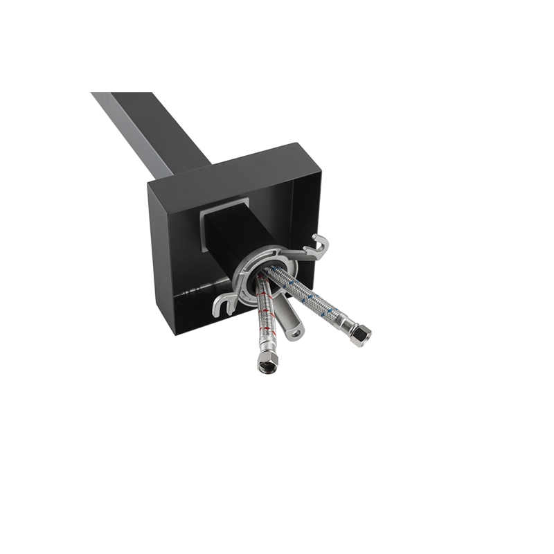 Pemberly Row Floor Mounted Tub Faucet with Hand Shower in Matte Black