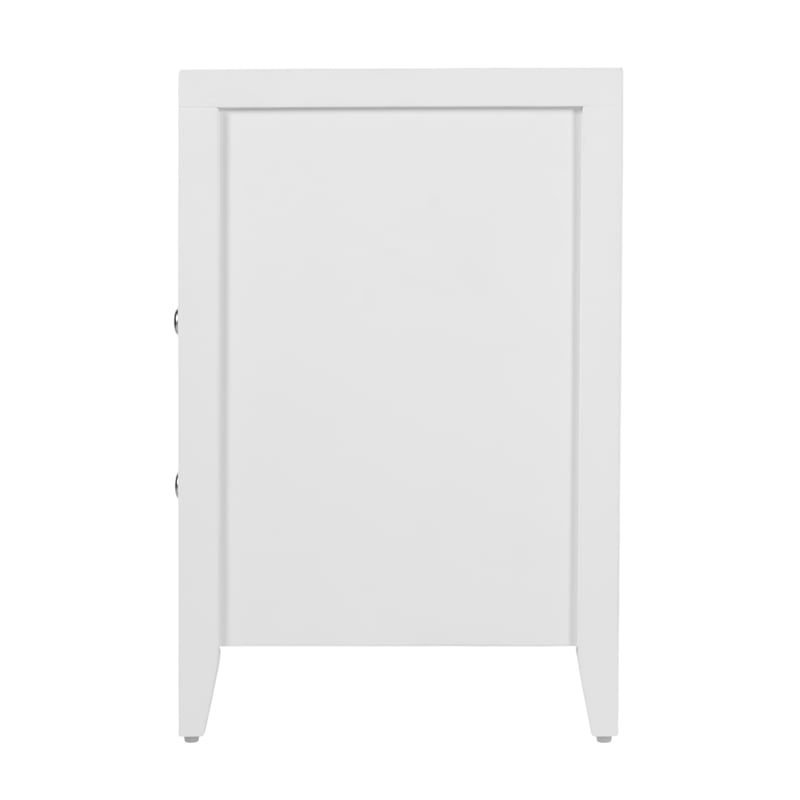 Pemberly Row 28 in. Wood 2 Drawer Nightstand with Open Shelf - White