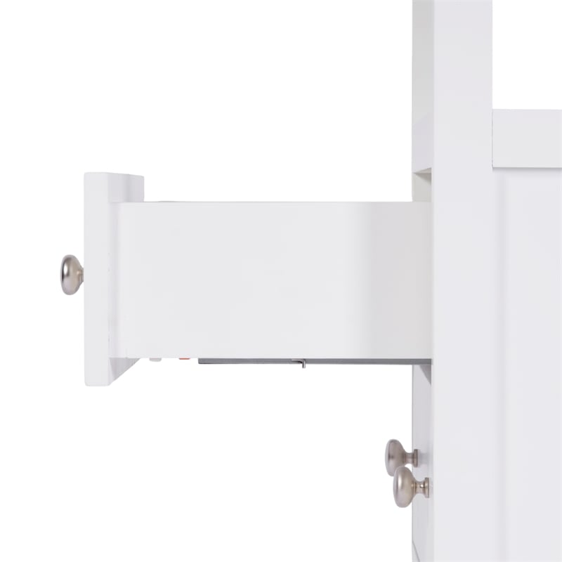 Pemberly Row 21 in. Wood 2 Drawer Nightstand with Open Shelf - White