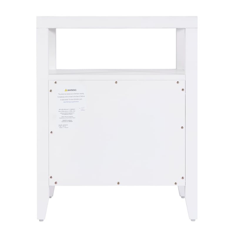 Pemberly Row 21 in. Wood 2 Drawer Nightstand with Open Shelf - White