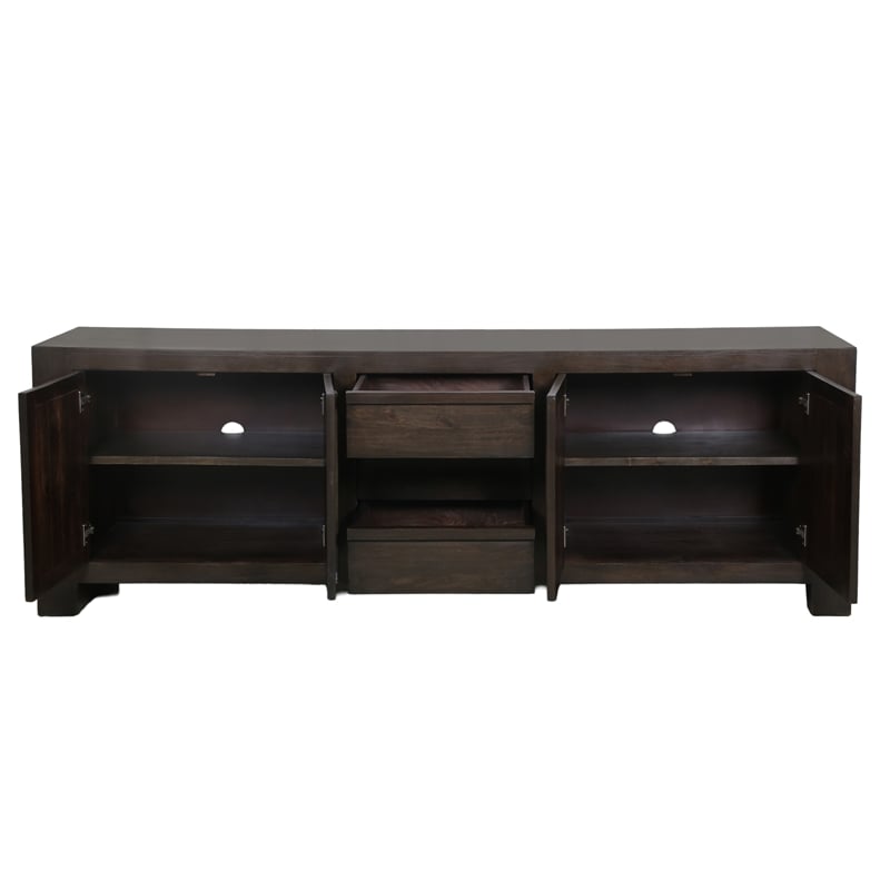 Pemberly Row Sideboard with 3 Drawers and 4 Doors in Charred Ember Brown
