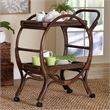 Pemberly Row Natural Rattan 2-Tier Kitchen Cart with Wheels