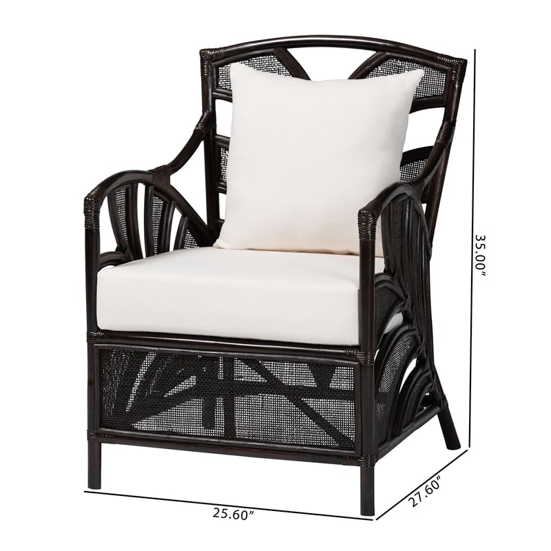 Pemberly Row Rattan Armchair with Leaf Frame and Wicker Design