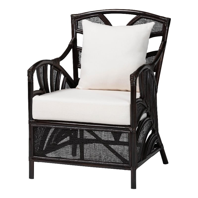 Pemberly Row Rattan Armchair with Leaf Frame and Wicker Design