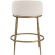 Pemberly Row Beige Linen Fabric Counter Stool with Brushed Brass Legs