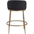 Pemberly Row Black Linen Fabric Counter Stool with Brushed Brass Legs