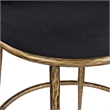 Pemberly Row Black Linen Fabric Counter Stool with Brushed Brass Legs