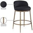 Pemberly Row Black Linen Fabric Counter Stool with Brushed Brass Legs