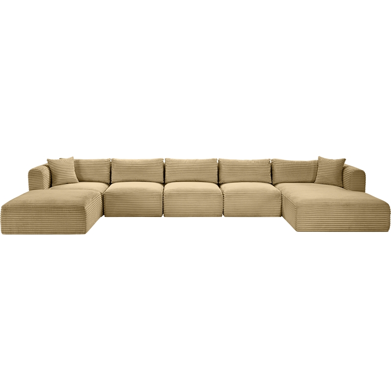 Pemberly Row 6-Piece Camel Corduroy Modular Sectional Sofa