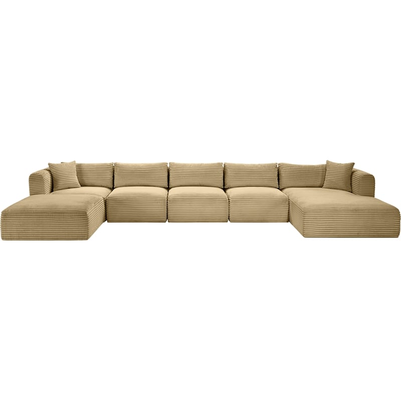 Pemberly Row 6-Piece Camel Corduroy Modular Sectional Sofa