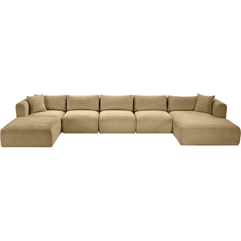 Pemberly Row 6-Piece Camel Corduroy Modular Sectional Sofa