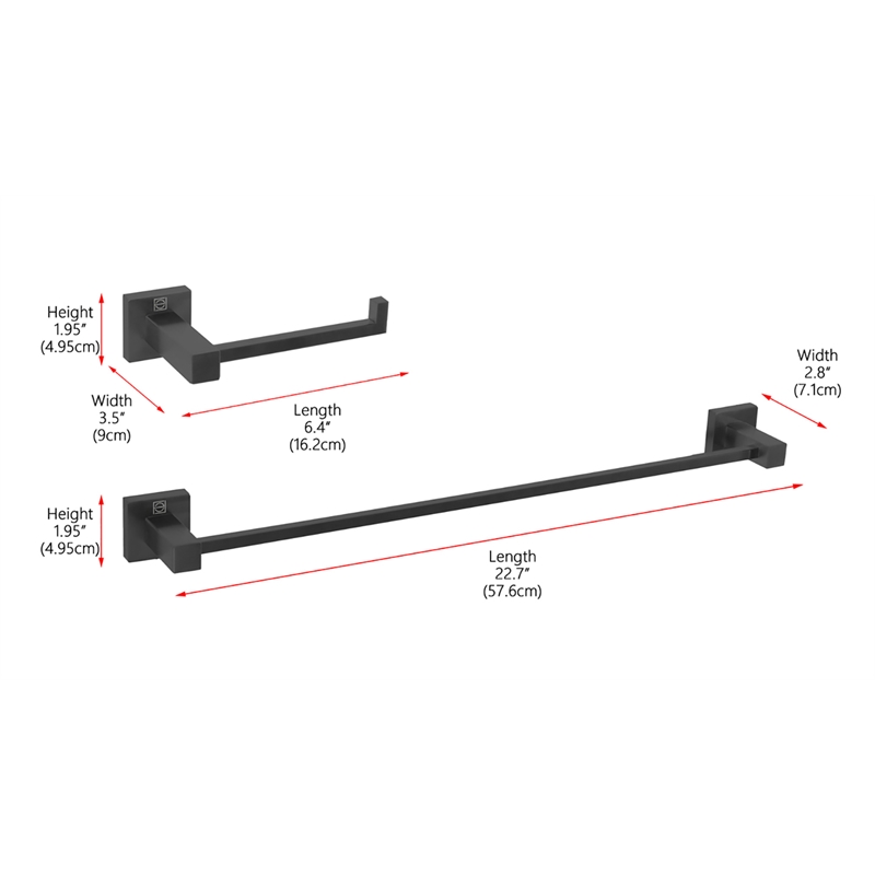 Pemberly Row 2-Pc Stainless Steel Hardware Set in Matte Black