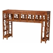Pemberly Row Wahid Faux Tortoise Rattan Console Table in Elegant Design