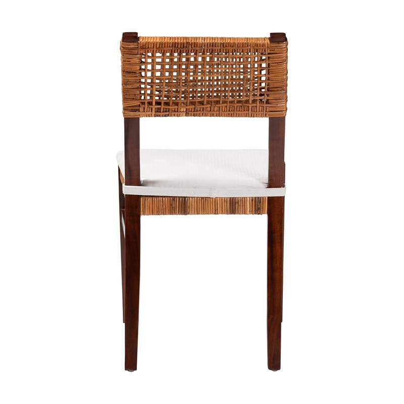 Pemberly Row Bohemian Honey Rattan and Brown Wood Dining Chair