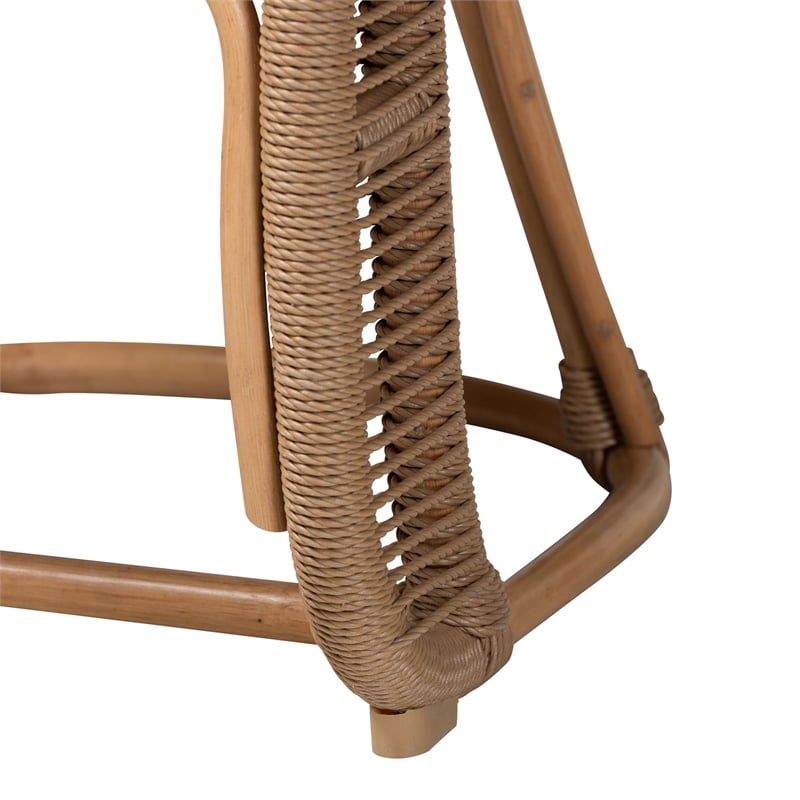 Pemberly Row Isra Natural Rattan Chair with Synthetic Wicker Frame