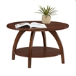 Pemberly Row Round Coffee Table with Shelf in Espresso Wood Finish