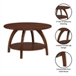 Pemberly Row Round Coffee Table with Shelf in Espresso Wood Finish