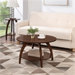 Pemberly Row Round Coffee Table with Shelf in Espresso Wood Finish