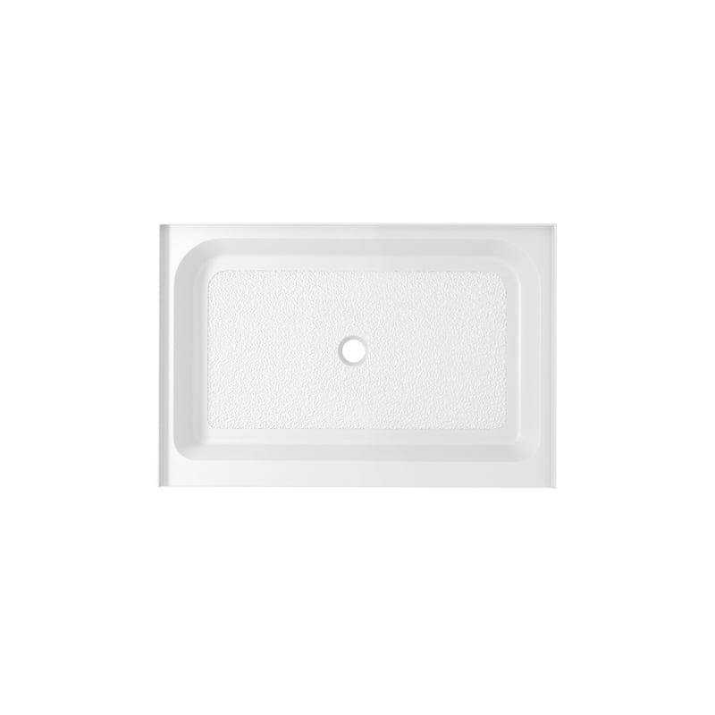 Pemberly Row 48x36 Plastic Shower Tray in Glossy White with Center Drain