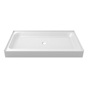 Pemberly Row 48x36 Plastic Shower Tray in Glossy White with Center Drain