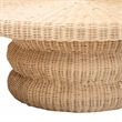 Pemberly Row Silvia Natural Rattan Coffee Table with Pedestal Base Bohemian