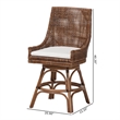 Pemberly Row Bella Swivel Rattan Counter Stool with Cushion Coffee Bean