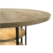 Pemberly Row 7-Piece Round Dining Table in Rustic Oak with Boucle Chairs