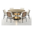 Pemberly Row 7-Piece Round Dining Table in Rustic Oak with Boucle Chairs