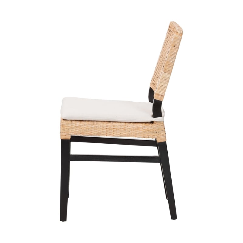 Pemberly Row Lesia Natural Rattan Dining Chair with Espresso Finish