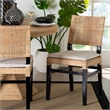Pemberly Row Lesia Natural Rattan Dining Chair with Espresso Finish
