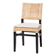 Pemberly Row Lesia Natural Rattan Dining Chair with Espresso Finish