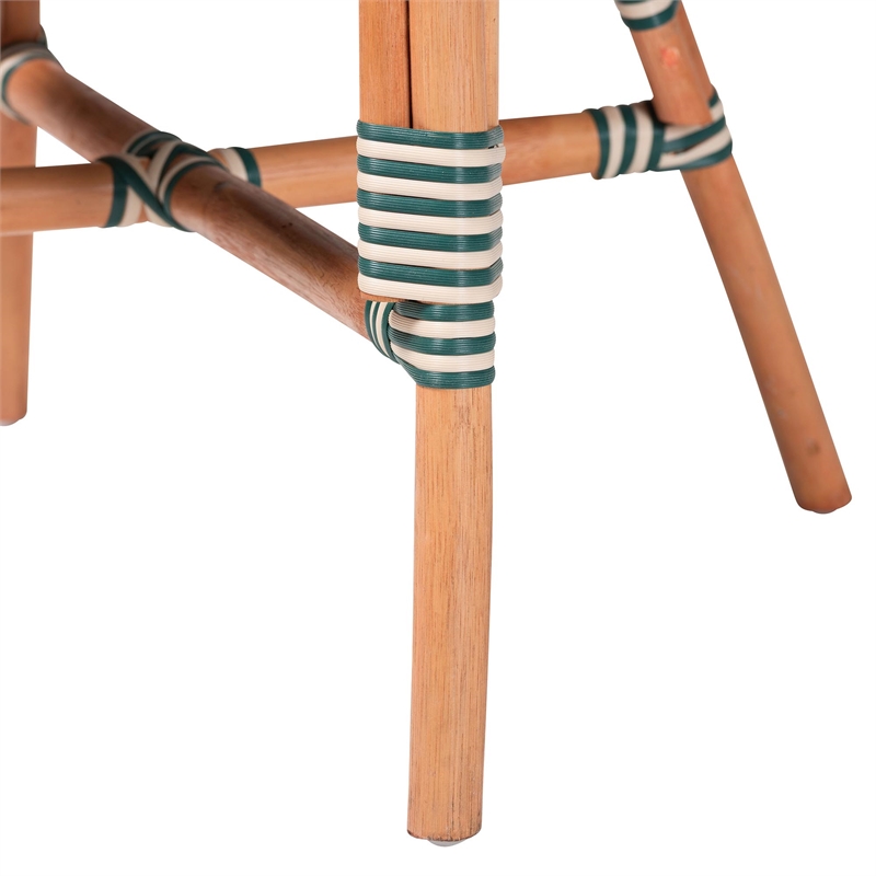 Pemberly Row Mattie Handwoven Rattan Bistro Chair in Green