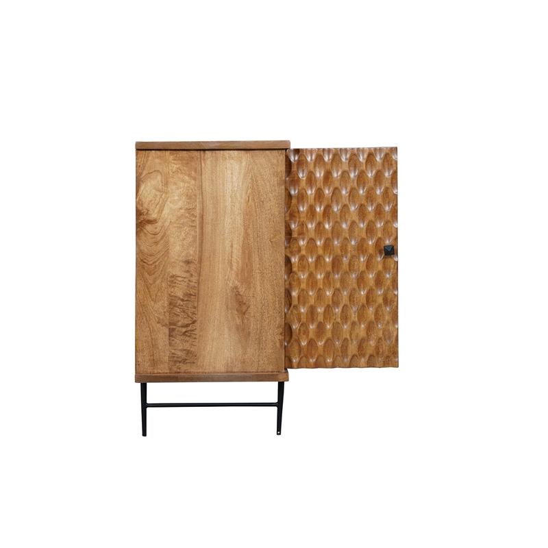 Pemberly Row Mason Solid Wood Sideboard with Geometric Pattern in Brown
