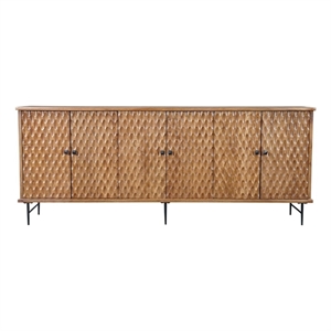 Pemberly Row Mason Solid Wood Sideboard with Geometric Pattern in Brown