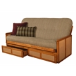 Pemberly Row Westport Full-Size Wood Futon Set with Storage in Brown