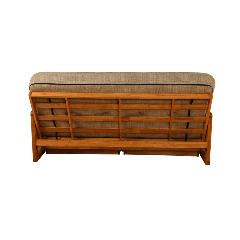 Pemberly Row Westport Full-Size Wood Futon Set with Storage in Brown