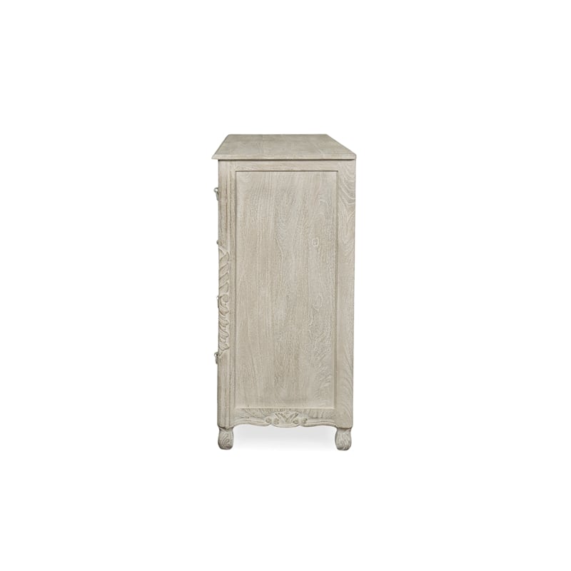 Pemberly Row Farmhouse 9-Drawer Solid Wood Dresser with Floral Carved Details
