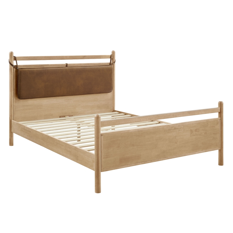 Pemberly Row King Wood Platform Bed Frame in Light Oak Canyon