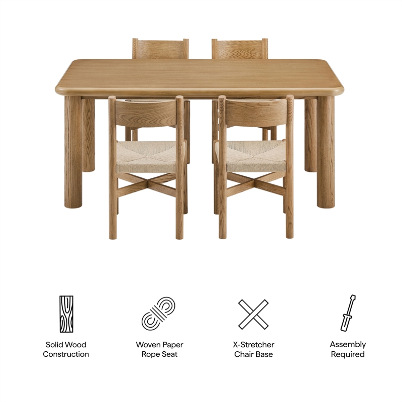 Pemberly Row 5-Piece Oak Dining Table Set in Weathered Oak Finish